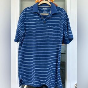 Duluth Trading Co Navy Striped Polo Shirt
